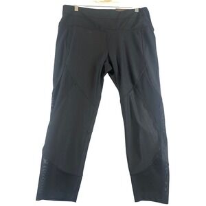 RBX Active Legging Capri Length Black Mesh Panel Athleisure Workout New Size L